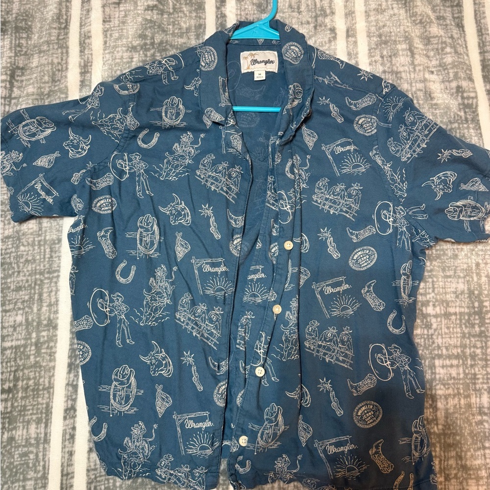 Wrangler Teal Graphic Men's Shirt